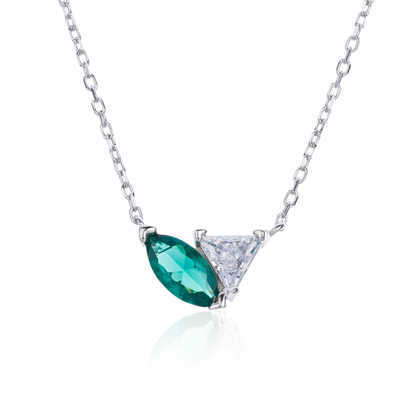 שרשרת תליון גיאומטרי ירוקה כסף 925 !BLING IT ON