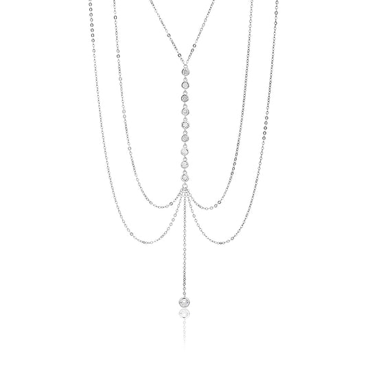 שרשרת בטן משובצת כסף 925 !BLING IT ON