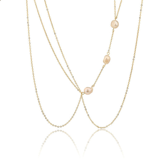 שרשרת בטן עם שלישיית פנינים בציפוי זהב 14 קראט !BLING IT ON