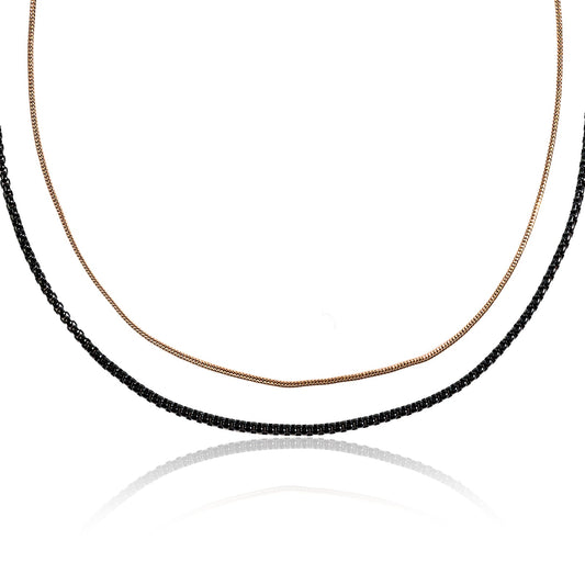 זוג שרשראות עדינות רוז גולד לגבר