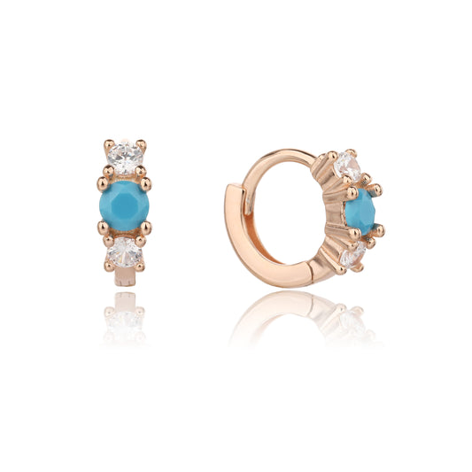 עגילי חישוק הליקס משובצים תכלת כסף 925 זהב אדום .ALWAYS ON