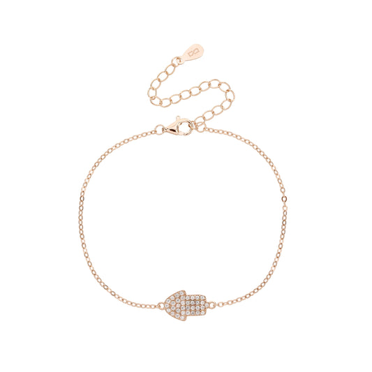 צמיד חמסה משובץ כסף 925 זהב אדום NOT JUST LUCK