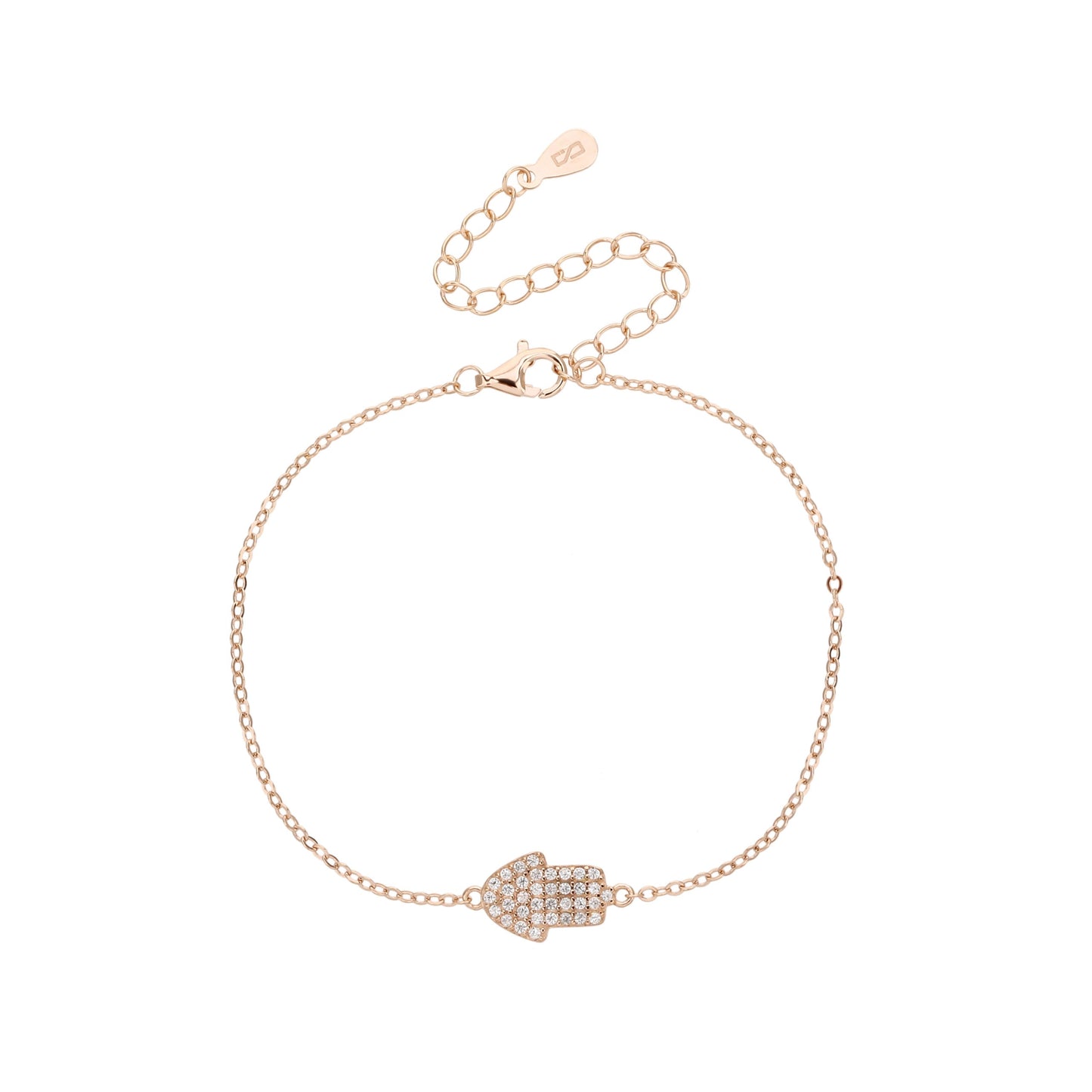 צמיד חמסה משובץ כסף 925 זהב אדום NOT JUST LUCK