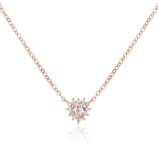 שרשרת לב משובץ כסף 925 זהב אדום YOU&ME, BABY