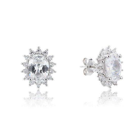 עגילים צמודים משובצים כסף 925