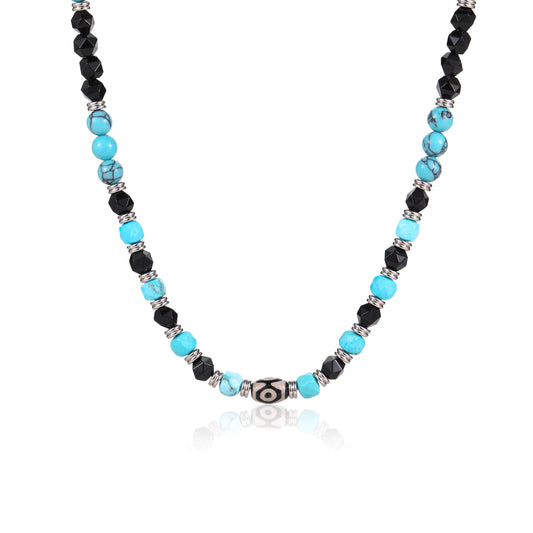 שרשרת חרוזי אבנים טורקיז לגבר