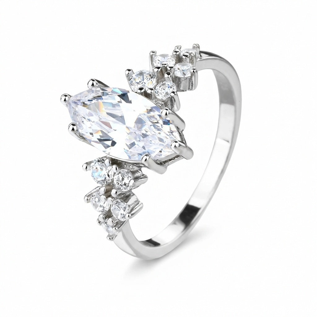 טבעת משובצת Marquise Cut כסף 925