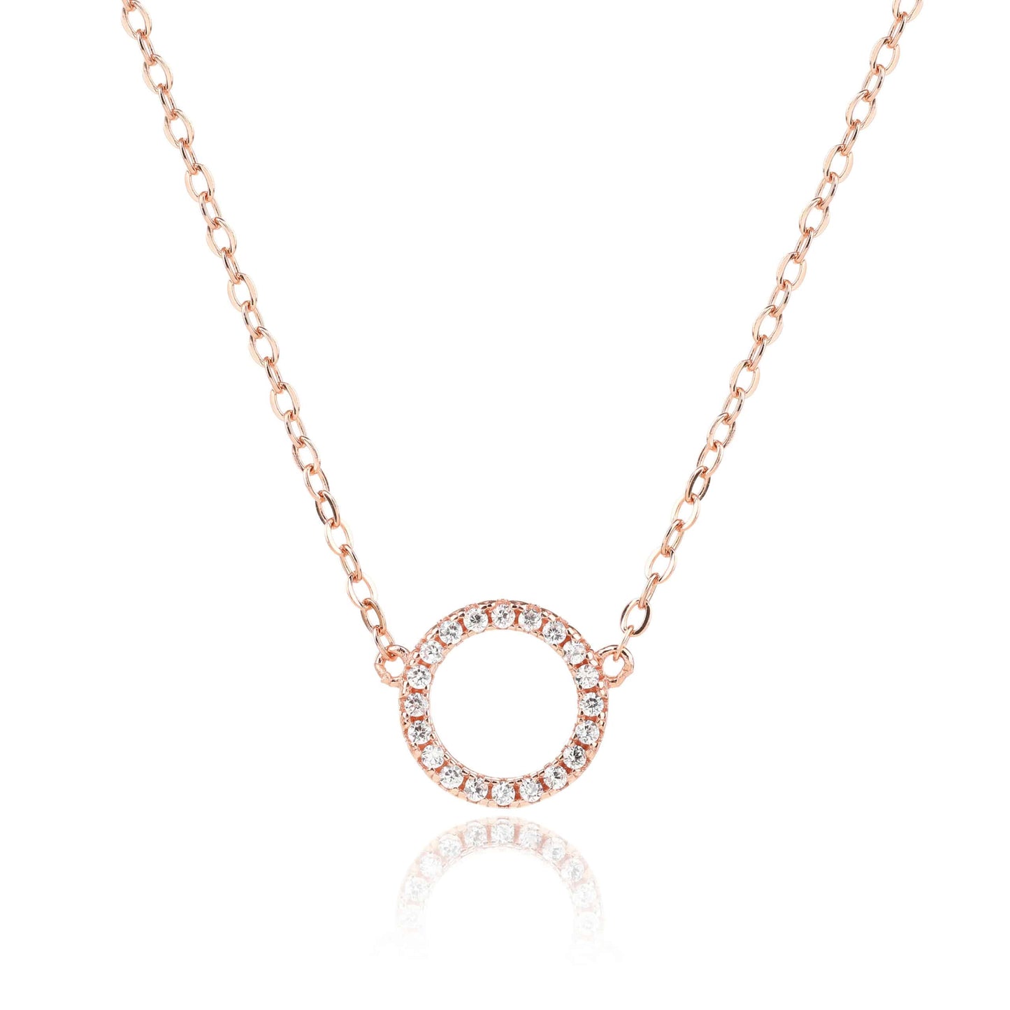 שרשרת תליון עגול משובץ בציפוי זהב אדום