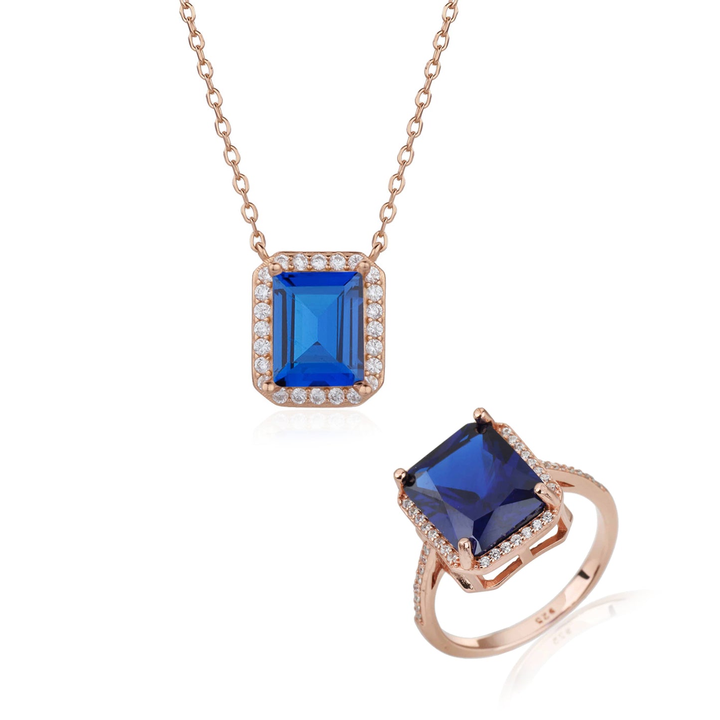 סט BLING IT ON שרשרת וטבעת ציפוי רוז גולד
