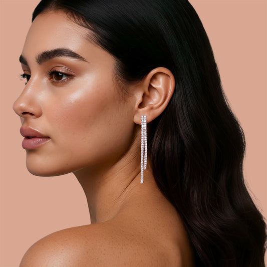 עגילי טניס שרשרת כסף 925