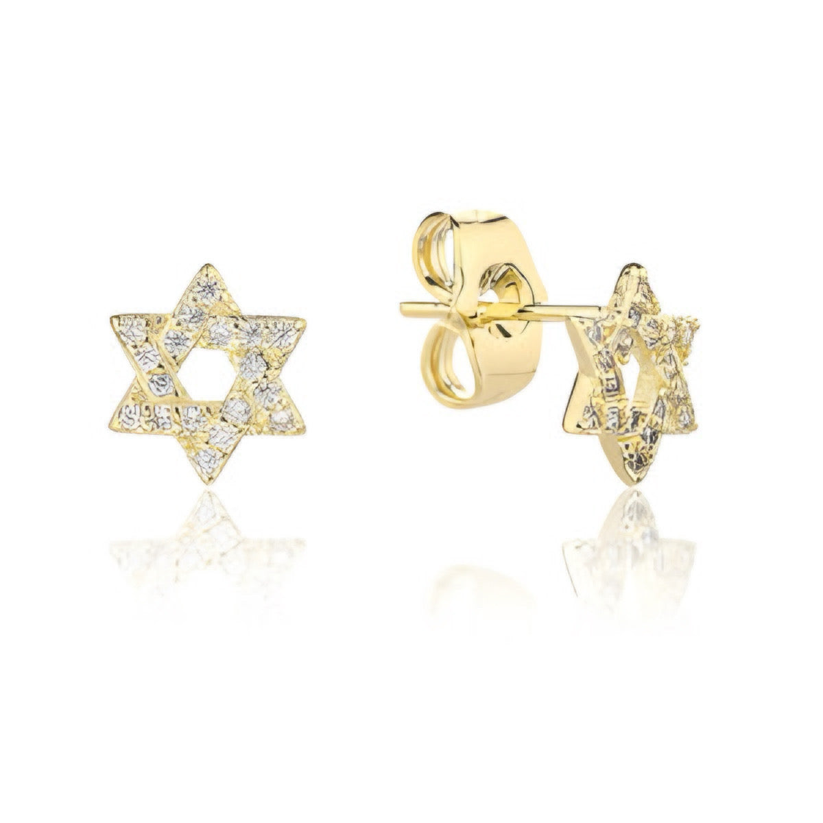 עגילי מגן דוד משובצים בציפוי זהב 14 קראט