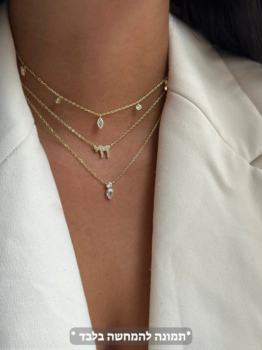 תמונת דוגמנית - שרשרת צ׳וקר טיפות בציפוי זהב 14 קראט !BLING IT ON