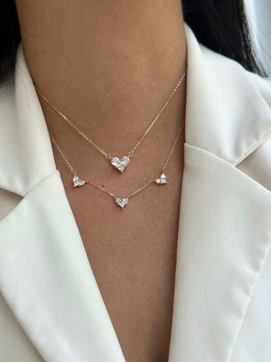 תמונת דוגמנית - שרשרת תליון לב כסף 925 זהב אדום YOU&ME, BABY