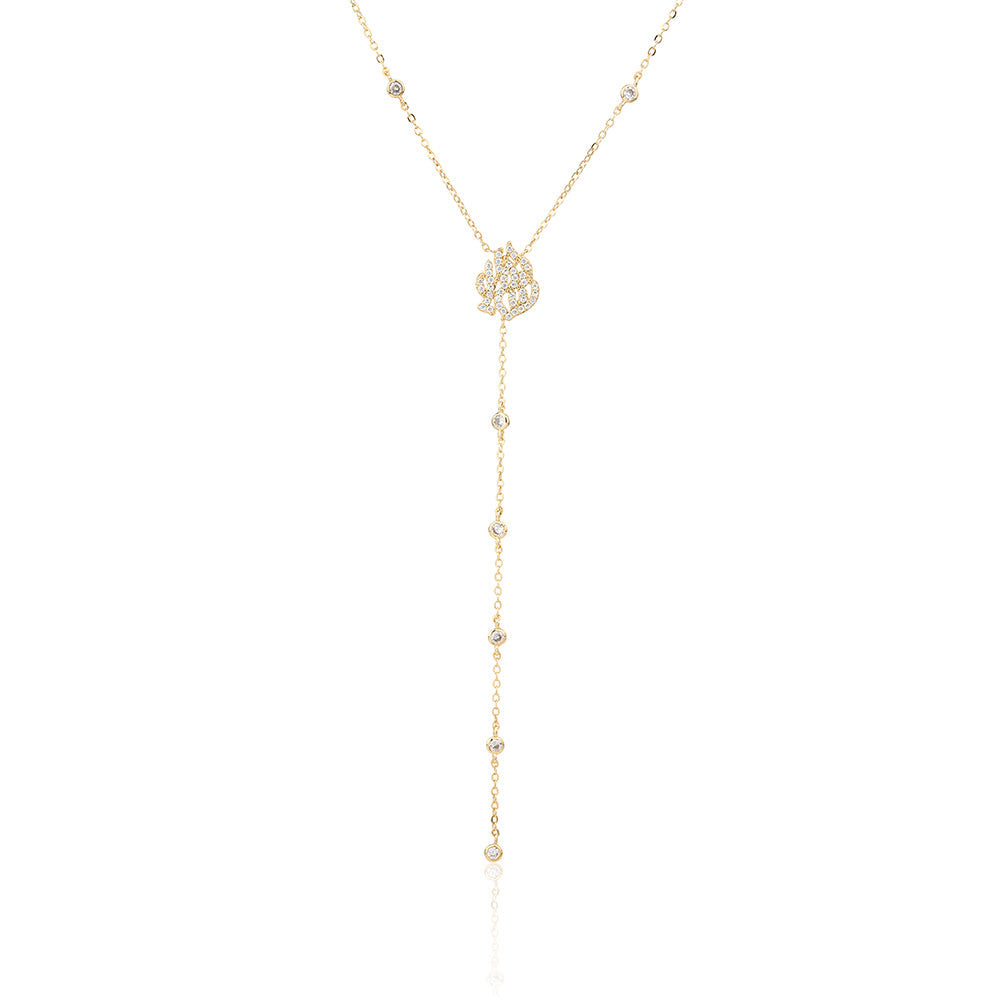 שרשרת עניבה נופלת תליון "האש שלי" בציפוי זהב