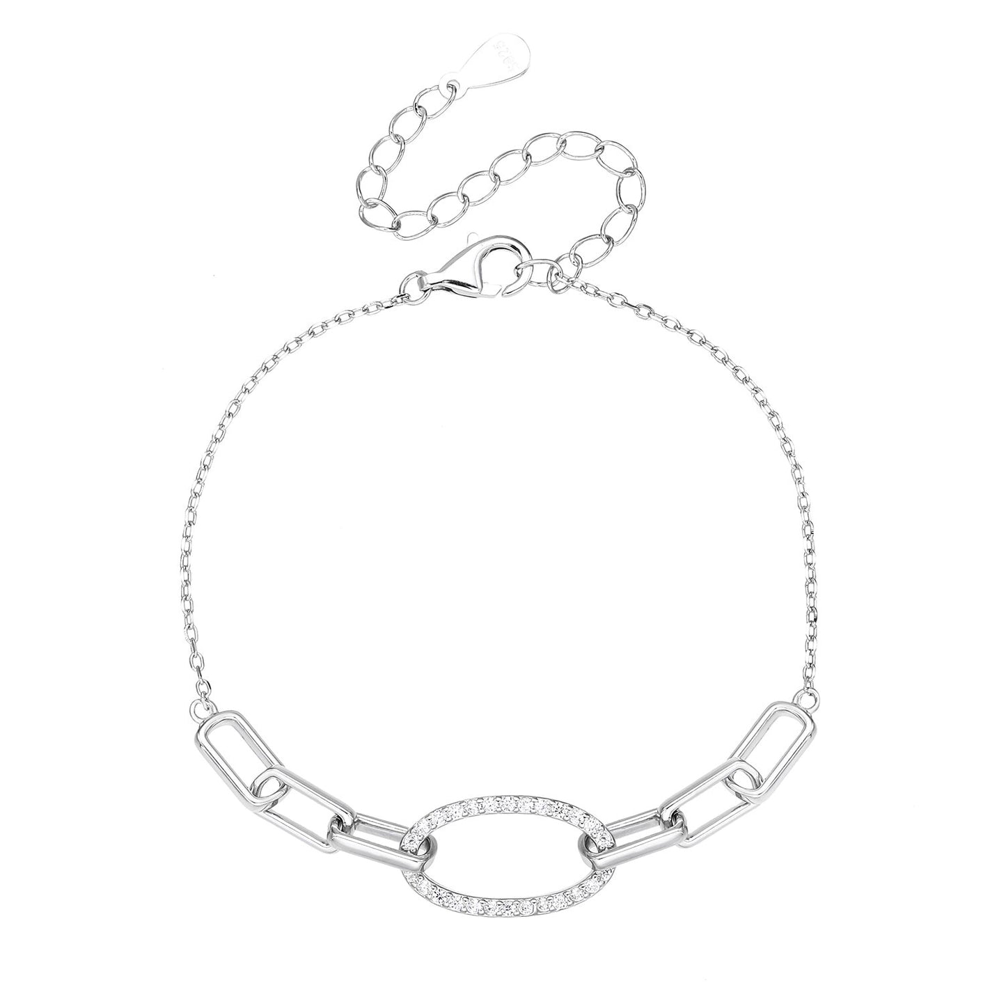 צמיד חוליות משובץ כסף 925