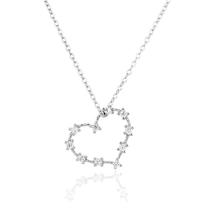 שרשרת לב משובץ כסף 925 YOU&ME, BABY