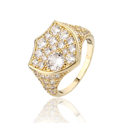 טבעת בצורת מגן משובץ בציפוי זהב 14 קראט !BLING IT ON