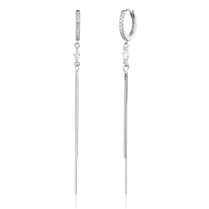 עגילי חישוק משובצים עם שרשרת כסף 925