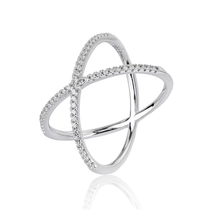 טבעת איקס מחבקת כסף 925 .ALWAYS ON