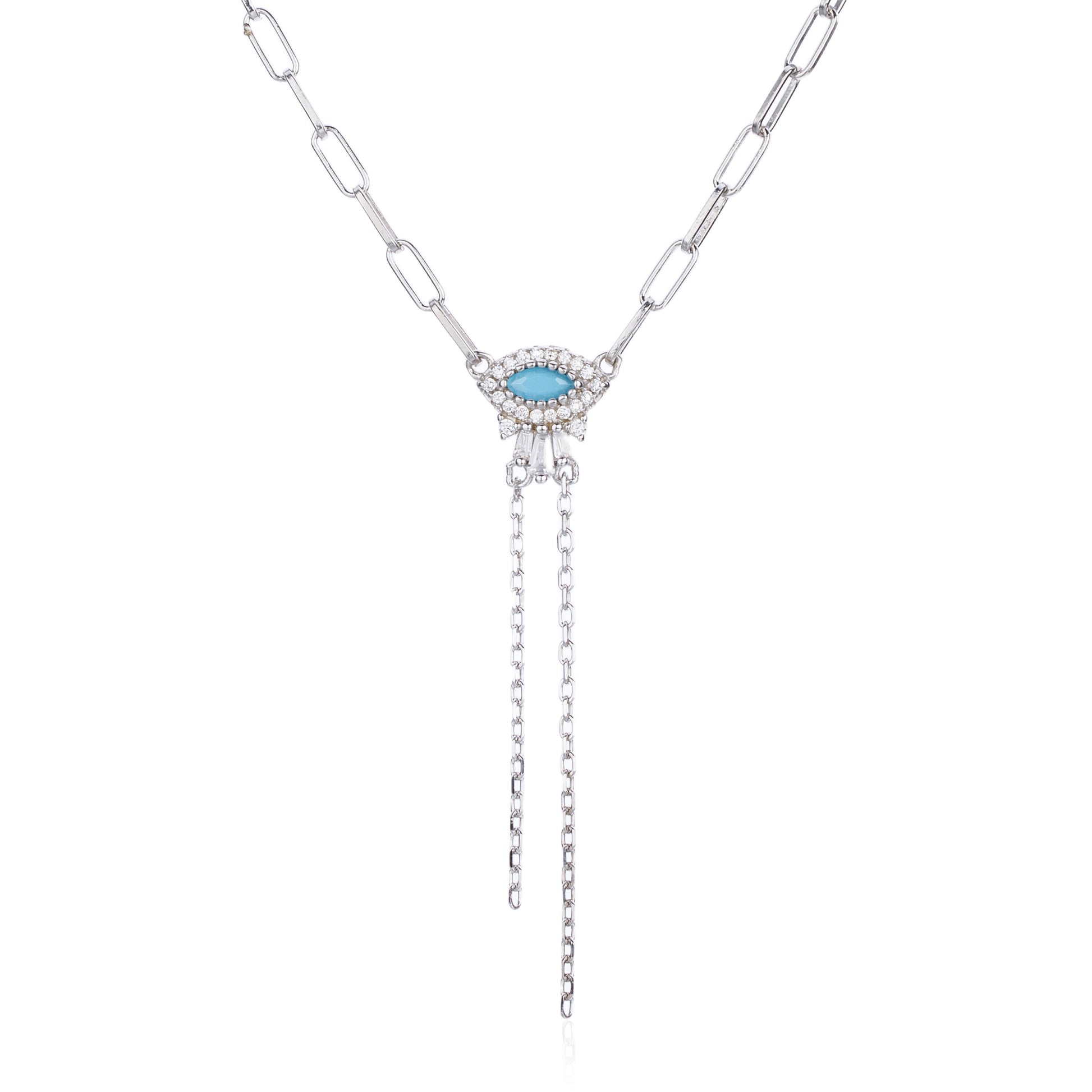 שרשרת חוליות עין משובצת כחולה כסף 925 NOT JUST LUCK