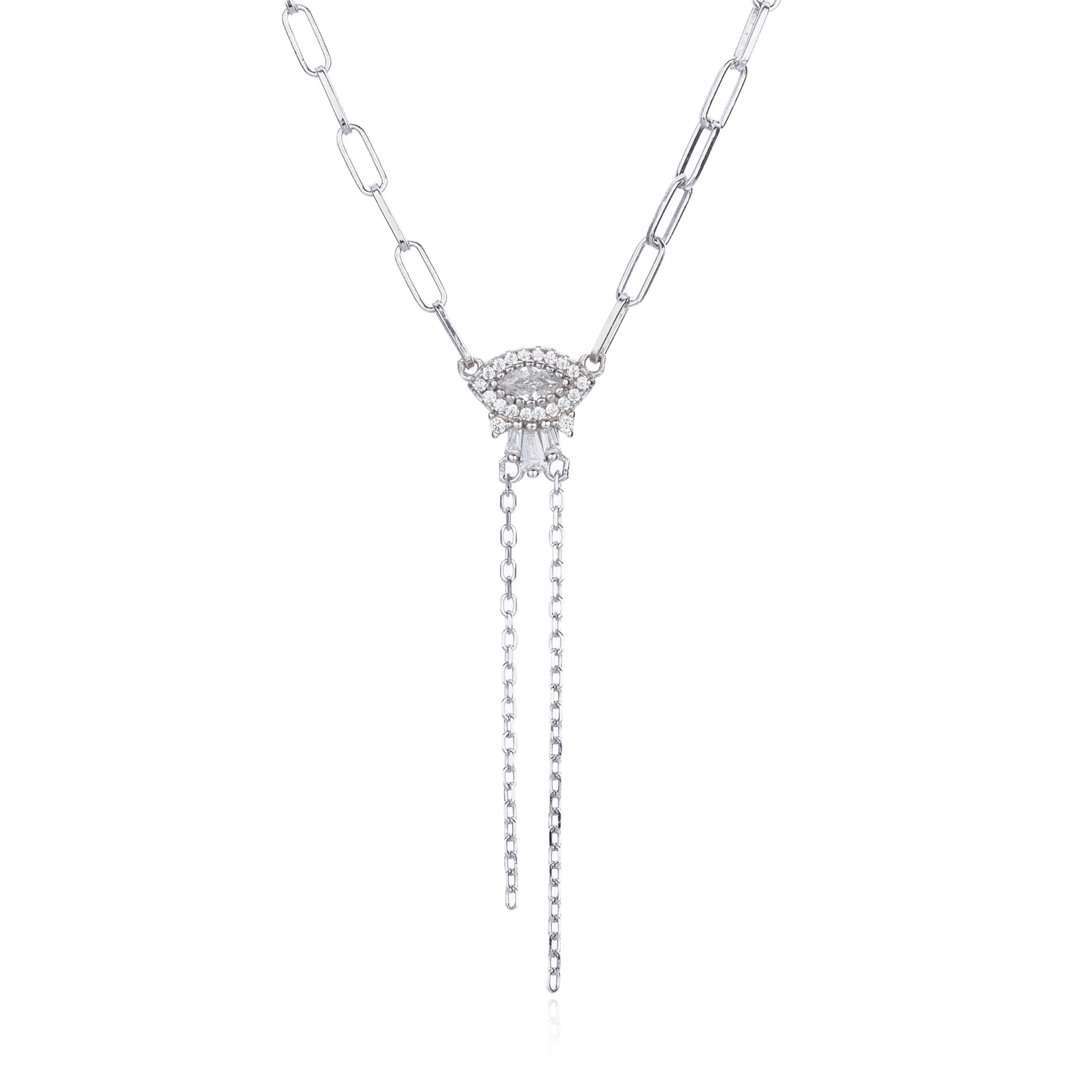 שרשרת חוליות עין משובצת כסף 925 NOT JUST LUCK