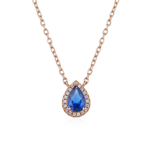 שרשרת תליון טיפה כחולה כסף 925 זהב אדום !BLING IT ON