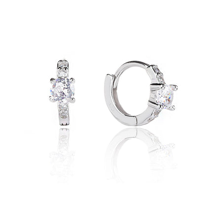 עגילי חישוק משובצים כסף 925 .ALWAYS ON