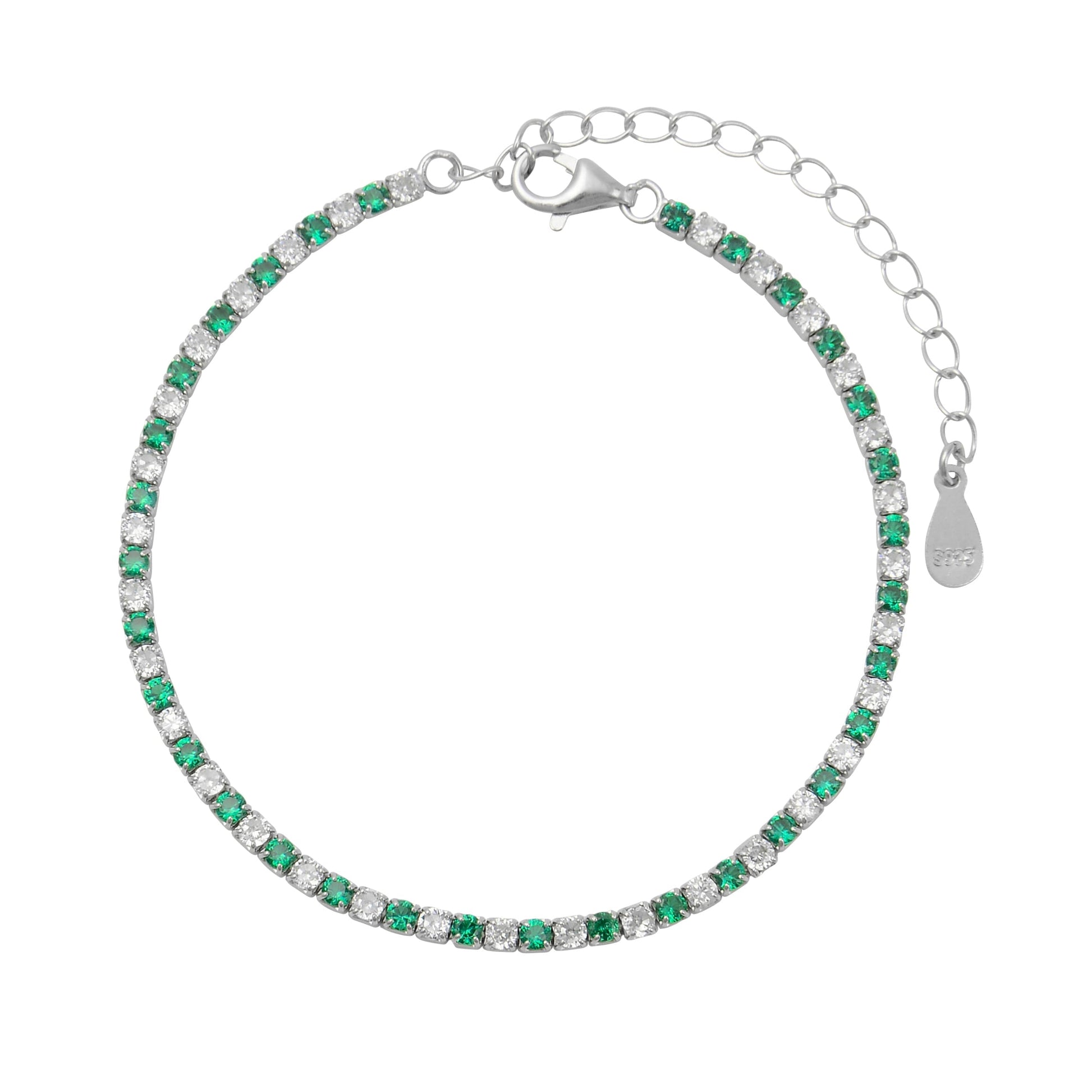 צמיד טניס ירוק כסף 925 .ALWAYS ON