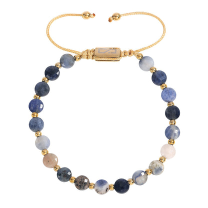 צמיד חרוזים צבעוניים בציפוי זהב לגבר