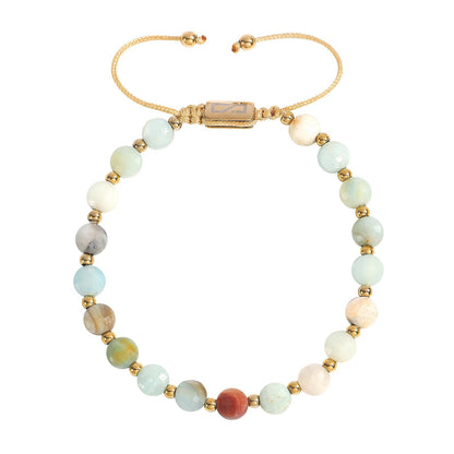 צמיד חרוזים צבעוניים בציפוי זהב לגבר