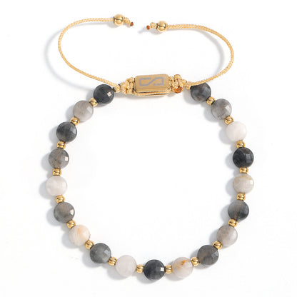 צמיד חרוזים צבעוניים בציפוי זהב לגבר