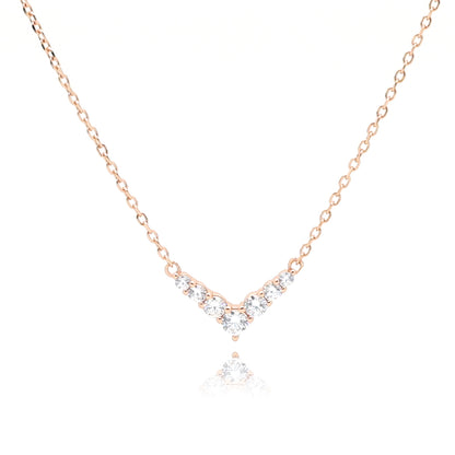 שרשרת וי משובצת כסף 925 זהב אדום .ALWAYS ON