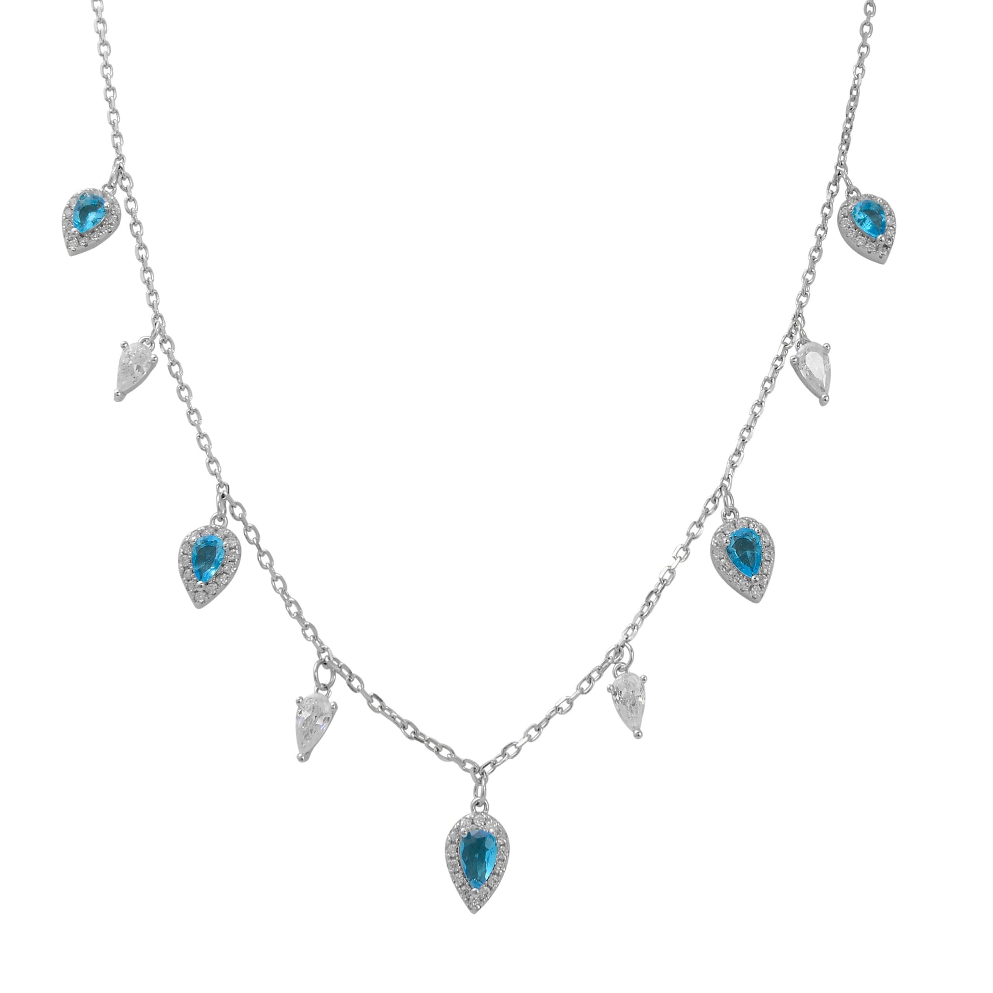 שרשרת צ'וקר עם תליוני טיפות כחולות כסף 925 !BLING IT ON