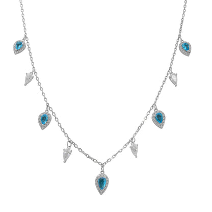 שרשרת צ'וקר עם תליוני טיפות כחולות כסף 925 !BLING IT ON