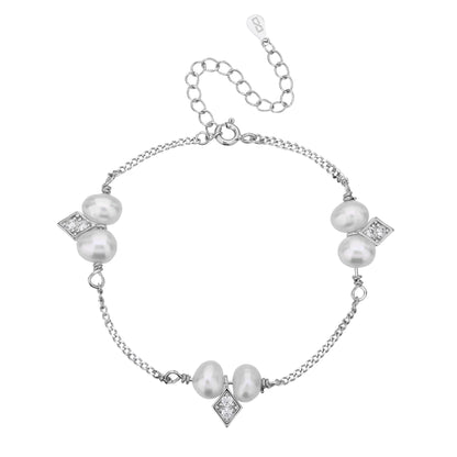 צמיד פנינים לבנות משובץ כסף 925 .ALWAYS ON