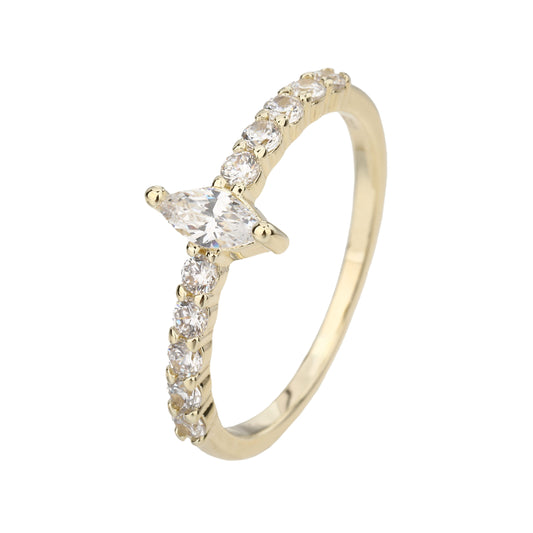 טבעת משובצת חיתוך Marquise בציפוי זהב