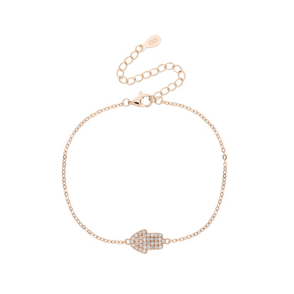 צמיד חמסה משובץ כסף 925 זהב אדום NOT JUST LUCK