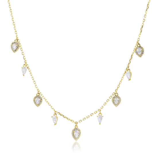 שרשרת צ'וקר עם תליוני טיפות בציפוי זהב 14 קראט !BLING IT ON