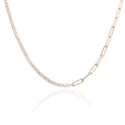 שרשרת טניס משולבת כסף 925 זהב אדום !BLING IT ON