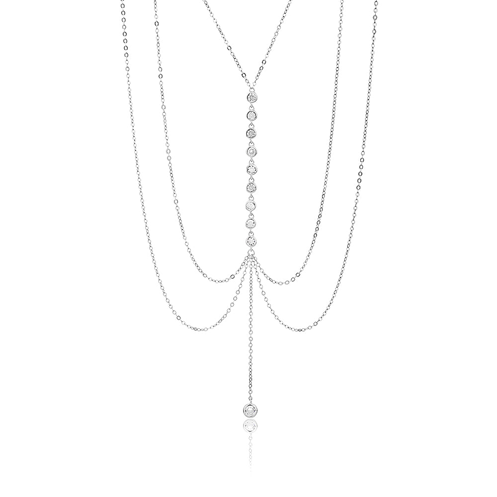 שרשרת בטן משובצת כסף 925 !BLING IT ON