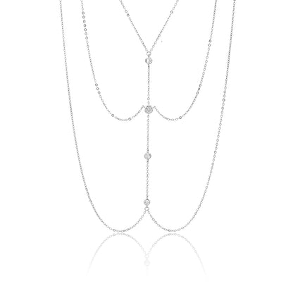 שרשרת בטן משובצת כסף 925 !BLING IT ON