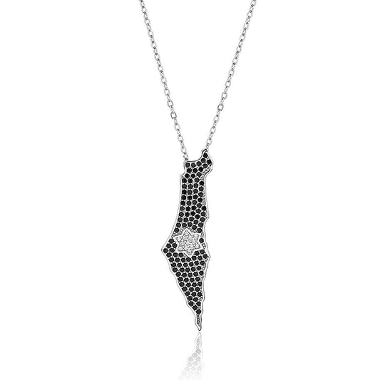 שרשרת תליון ארץ ישראל משובץ כסף 925