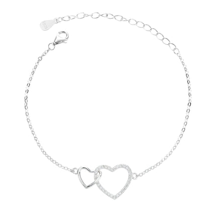 צמיד זוג לבבות כסף 925 YOU&ME, BABY