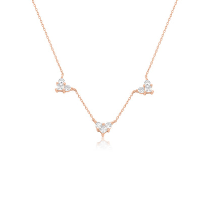 שרשרת קצרה תליוני לבבות כסף 925 זהב אדום