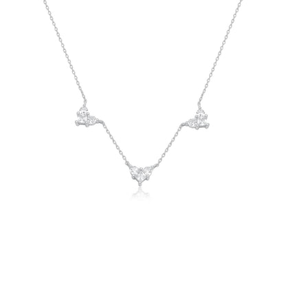 שרשרת קצרה עם תליוני לבבות כסף 925