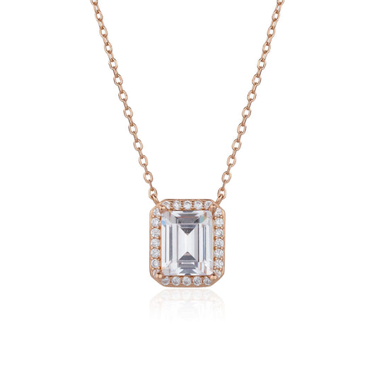 שרשרת אבן גדולה משובצת כסף 925 זהב אדום !BLING IT ON