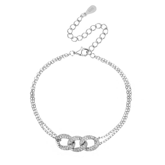 צמיד שלוש חוליות משובצות כסף 925 !BLING IT ON