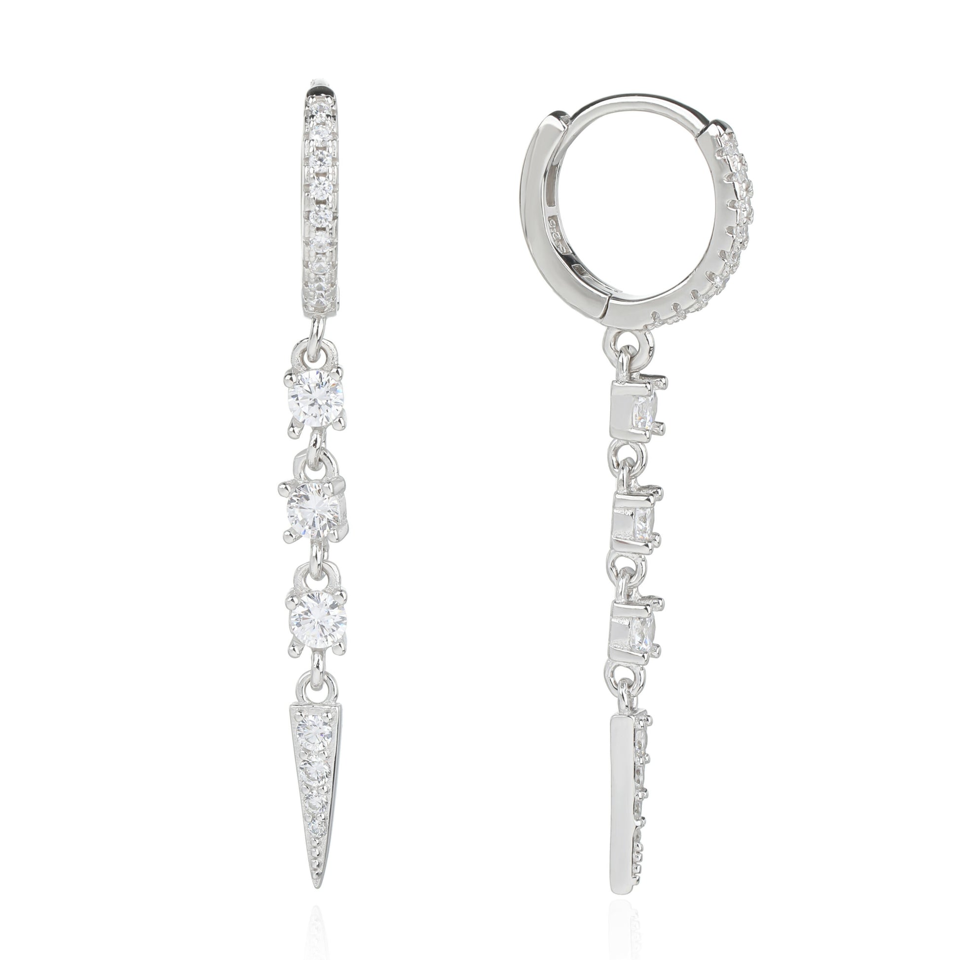 עגילי חישוק נופלים משובצים כסף 925 !BLING IT ON