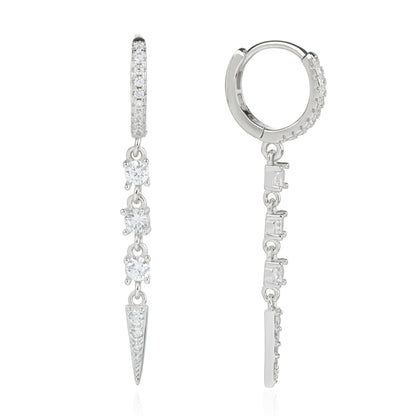 עגילי חישוק נופלים משובצים כסף 925 !BLING IT ON