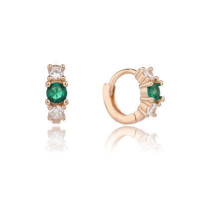 עגילי חישוק הליקס משובצים ירוק כסף 925 זהב אדום .ALWAYS ON